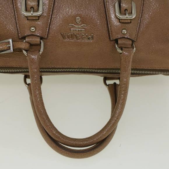 PRADA Hand Bag Leather Brown Auth yb407 - Picture 7 of 16